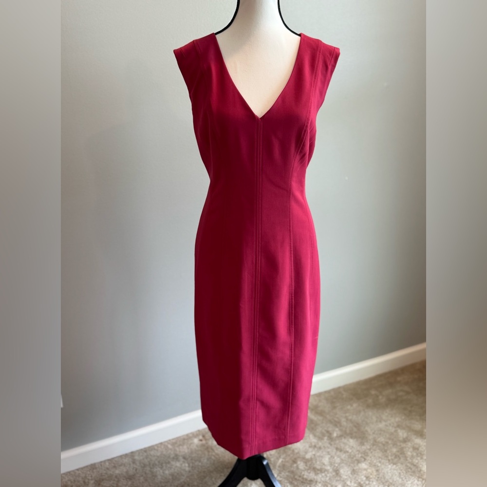 White House Black Market Deep Rose Midi Dress, size 14